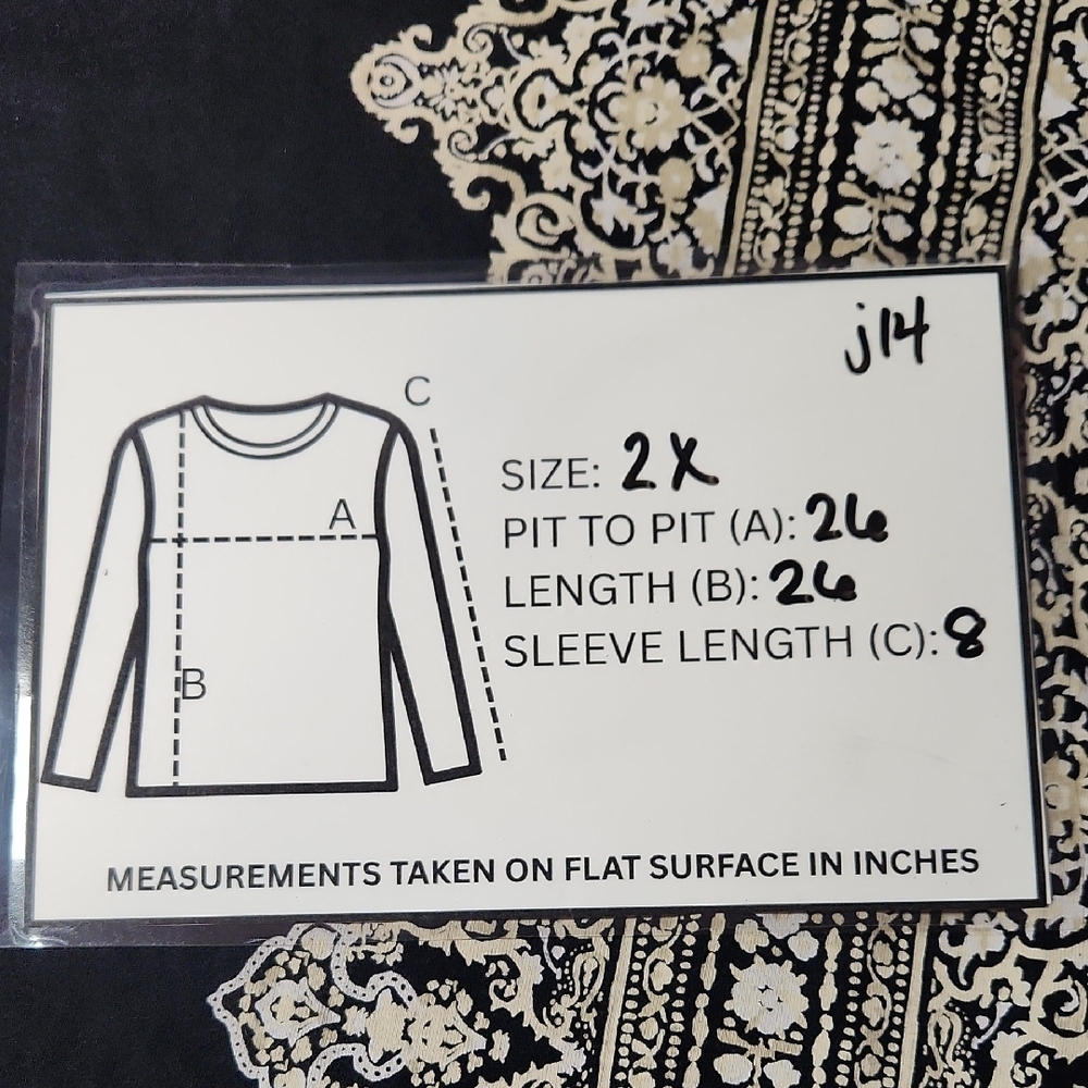 Croft & Barrow Black and Cream Short Sleeve Top - 2X - Picture 6 of 6